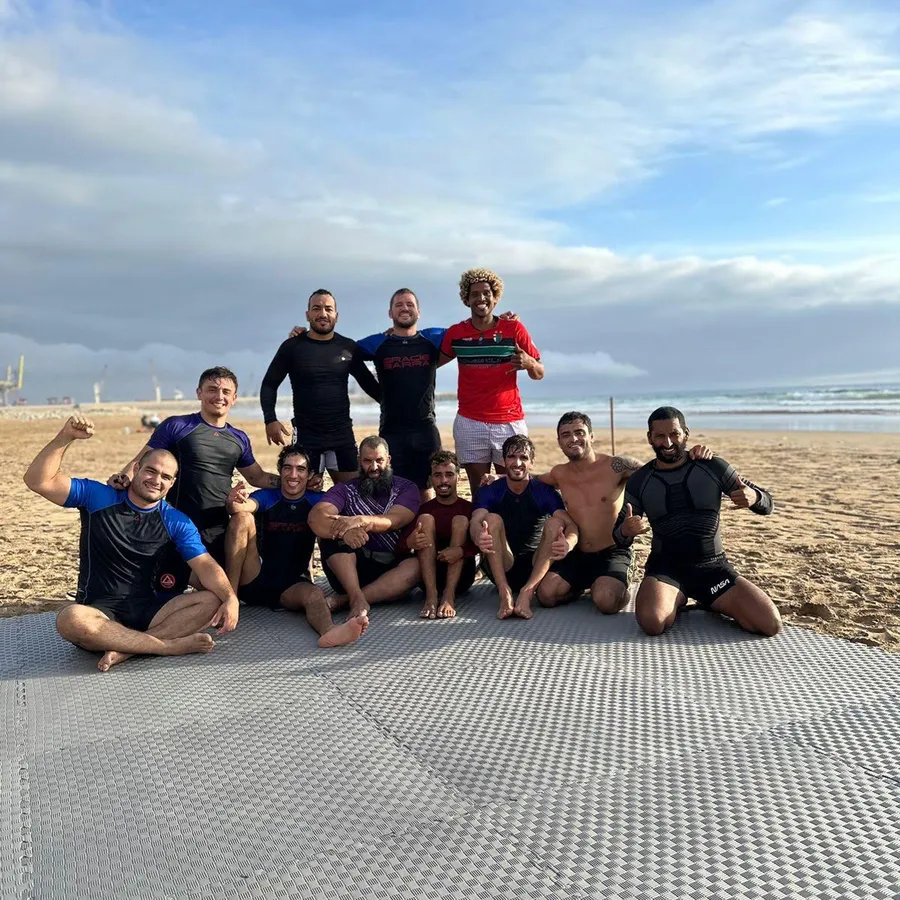 Brazilian Jiu-Jitsu training block during MatnWave surf camp week, Taghazout, Morocco
