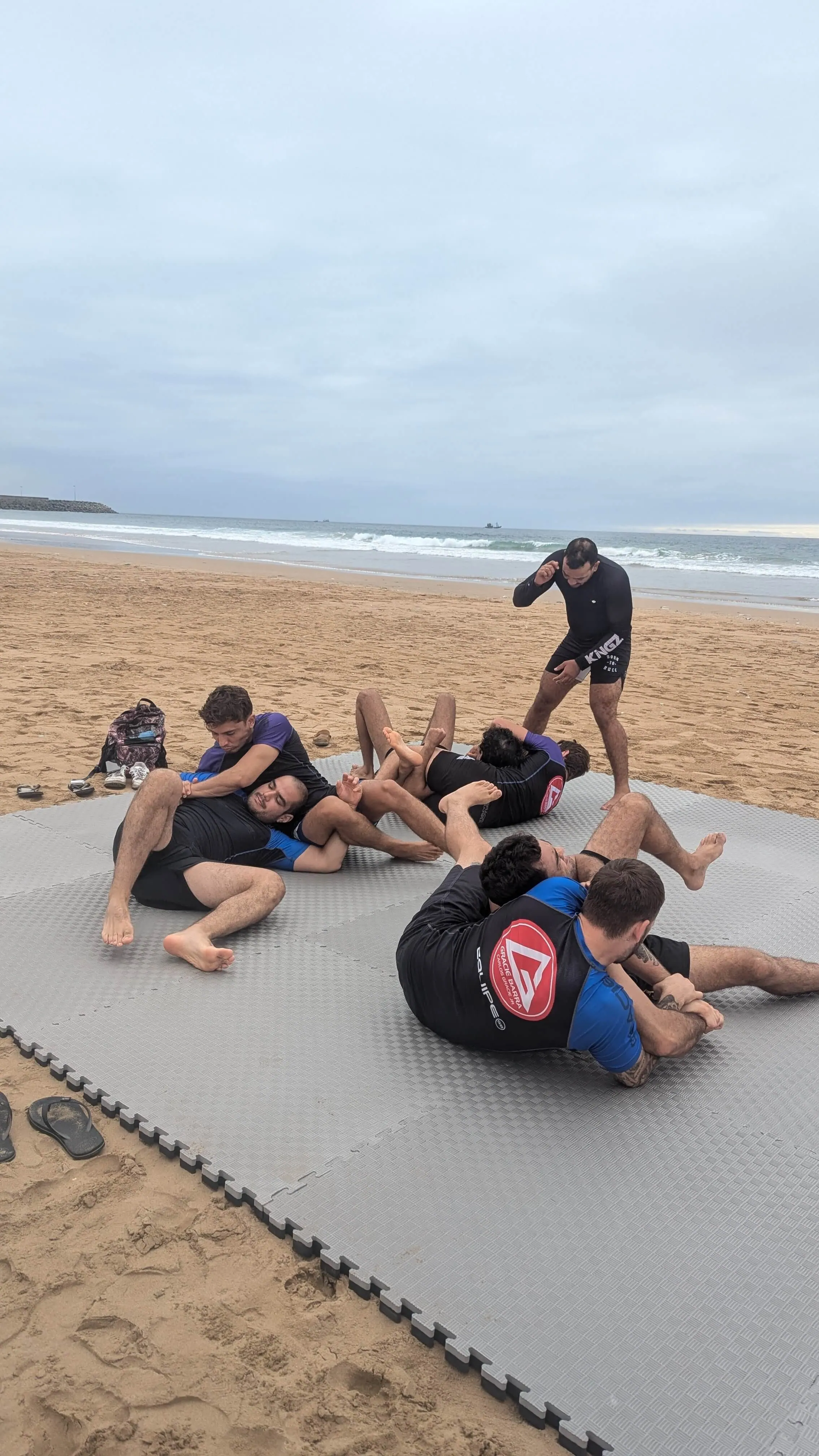 BJJ sparring and mat work at MatnWave week-long surf and jiu-jitsu camp, Taghazout area, Morocco